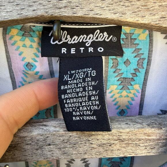 Wrangler Retro Sleeveless Southwestern Turquoise Pearl Snap Shirt XL - Picture 4 of 7